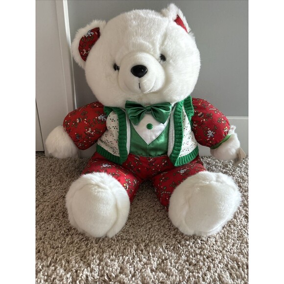 NEW With Tags Vintage 1986 K-Mart Collectible Stuffed Christmas Teddy Bear - Picture 1 of 7